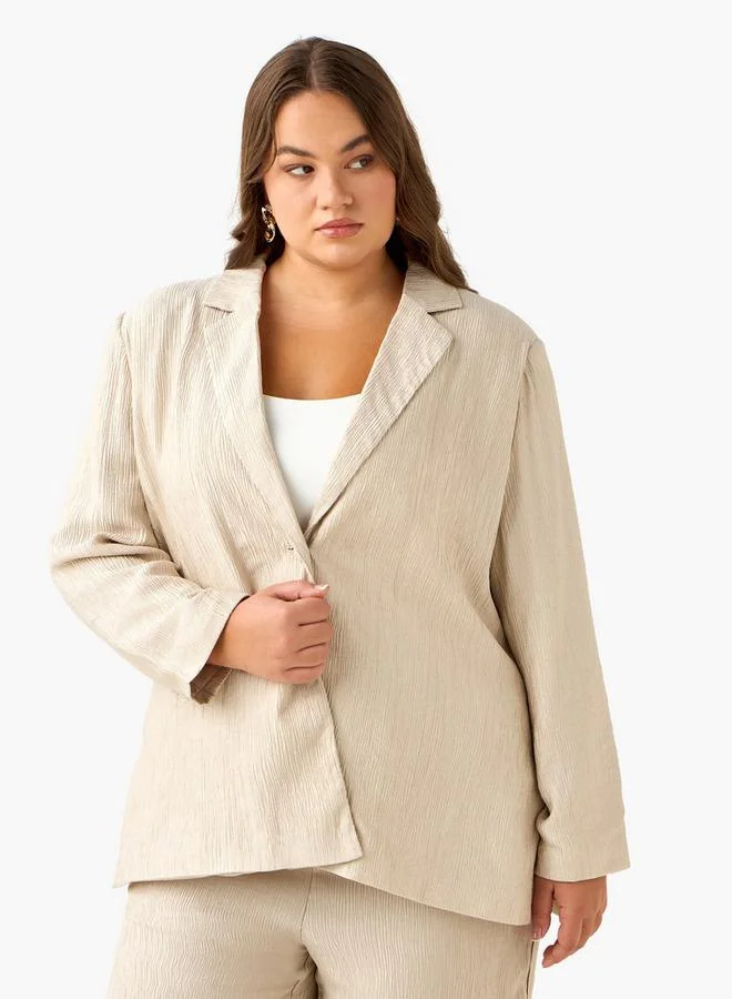  أولا بوبكن Ulla Popken Relaxed Fit Blazer with Textured Design